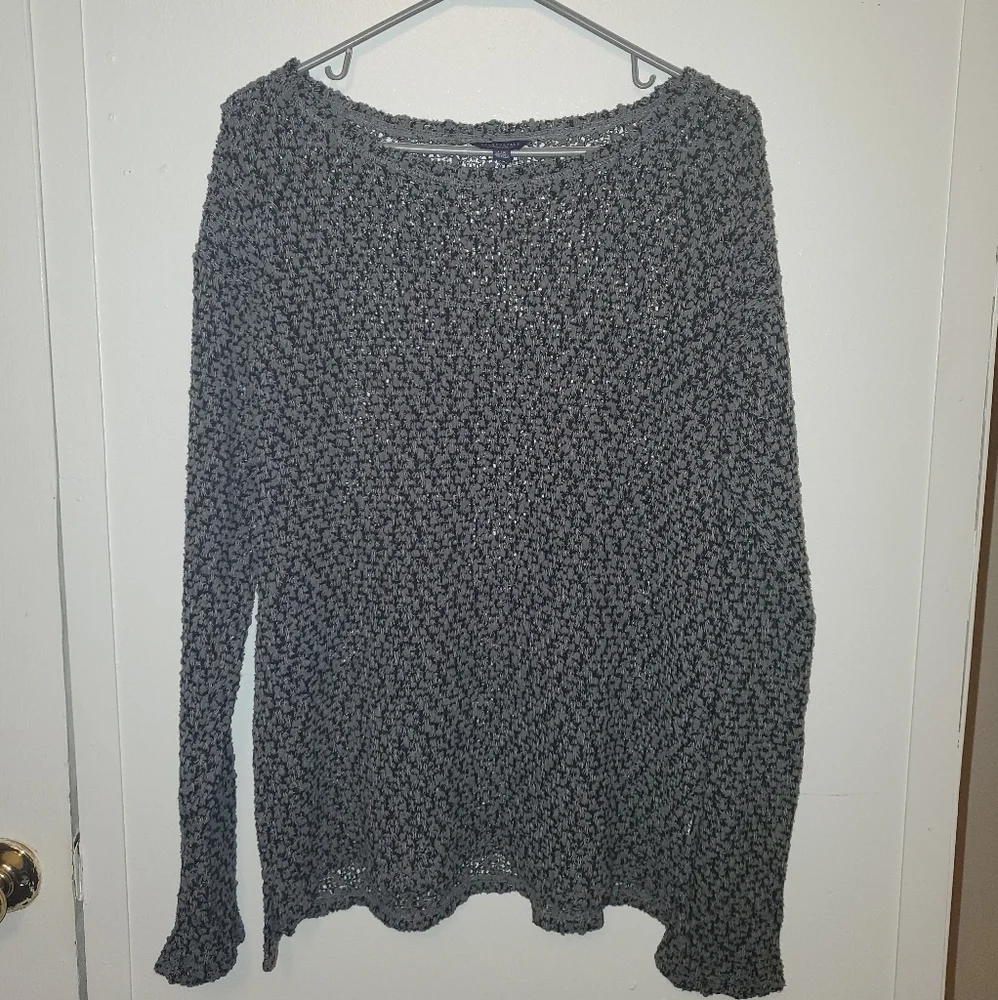 Aeropostale Black and Gray Textured Scoop Neck Sweater - Picture 4 of 10